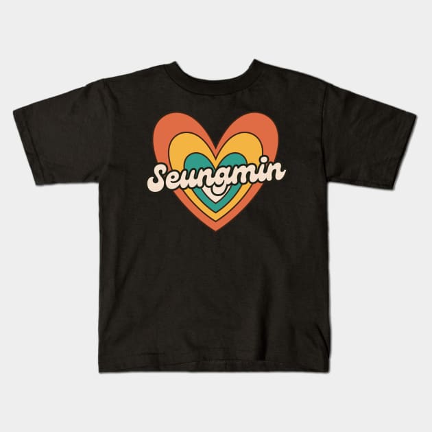Retro Love Seungmin SKZ Kids T-Shirt by wennstore